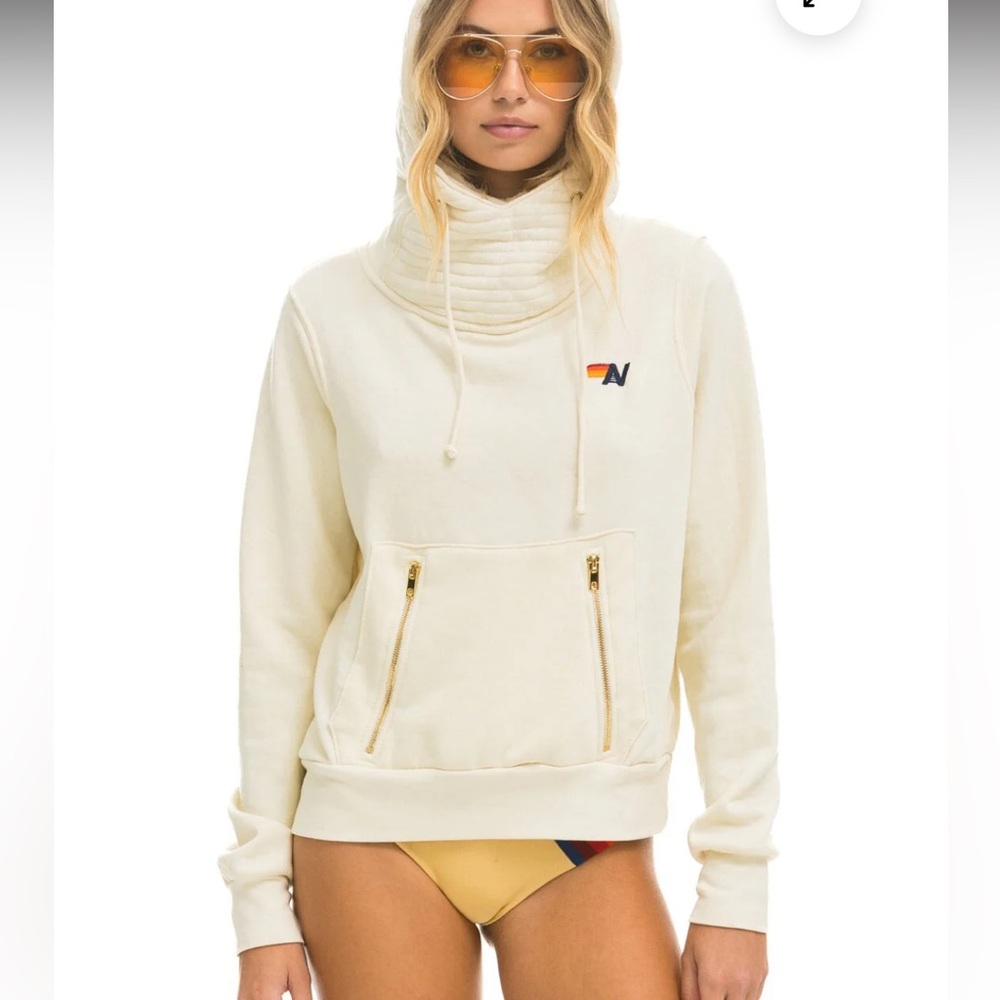 NWOT- Aviator Nation NINJA PULLOVER HOODIE - VINTAGE WHITE